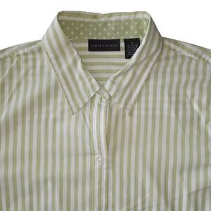 NWT Relativity Striped Flip Cuff Button Front Shirt Size XL Green White Preppy